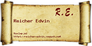 Reicher Edvin névjegykártya